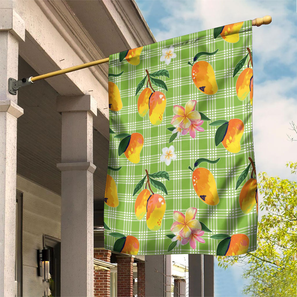 Aloha Hawaii Palaka Print Mango Plumeria Garden Flag Cool Mint