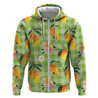 Aloha Hawaii Palaka Print Mango Plumeria Hoodie Cool Mint
