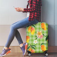 Aloha Hawaii Palaka Print Mango Plumeria Luggage Cover Cool Mint