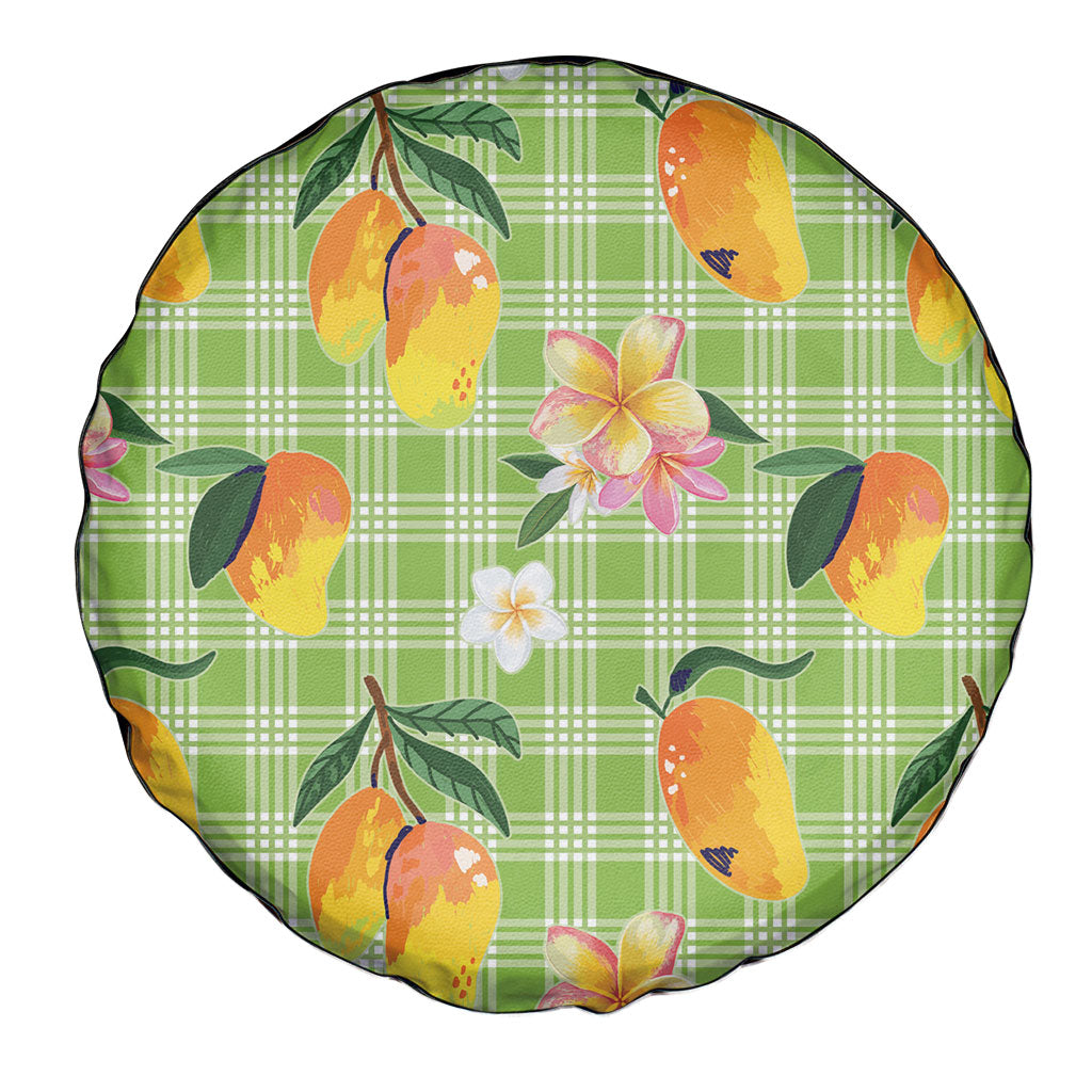 Aloha Hawaii Palaka Print Mango Plumeria Spare Tire Cover Cool Mint