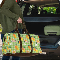 Aloha Hawaii Palaka Print Mango Plumeria Travel Bag Cool Mint