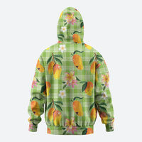 Aloha Hawaii Palaka Print Mango Plumeria Zip Hoodie Cool Mint