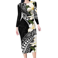 Aloha Hawaii Festive Family Matching Long Sleeve Bodycon Dress and Hawaiian Shirt Frangipani Lace Classic