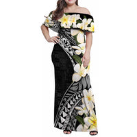 Aloha Hawaii Festive Family Matching Off Shoulder Maxi Dress and Hawaiian Shirt Frangipani Lace Classic