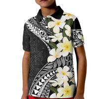 Aloha Hawaii Festive Kid Polo Shirt Frangipani Lace Classic LT7 Kid Black - Polynesian Pride