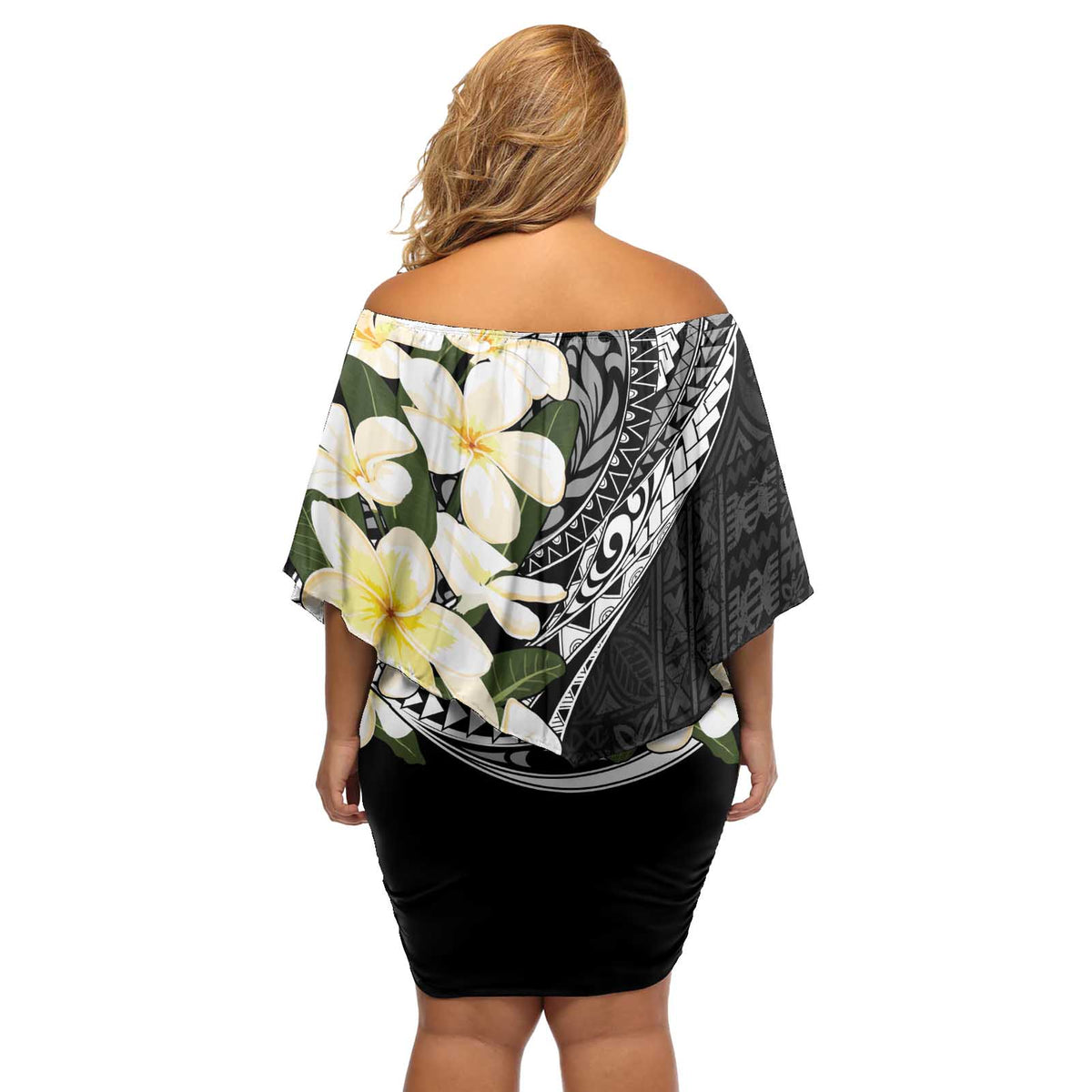 Aloha Hawaii Festive Off Shoulder Short Dress Frangipani Lace Classic