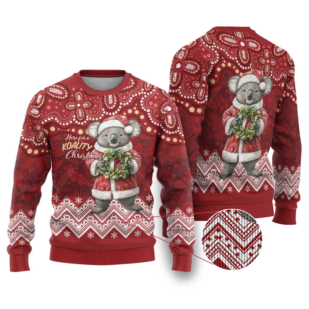 Here For A Koality Xmas Australia Abogirinal Ugly Christmas Sweater Santa Koala - Polynesian Pride