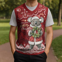 Here For A Koality Xmas Australia Abogirinal Christmas Knitted V-Neck Vest Santa Koala - Polynesian Pride