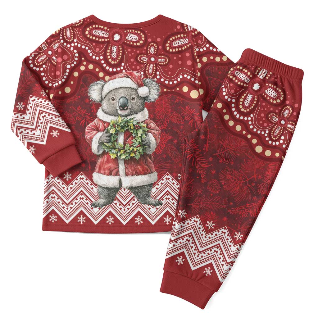 Here For A Koality Xmas Australia Abogirinal Christmas Pajama Set Santa Koala - Polynesian Pride