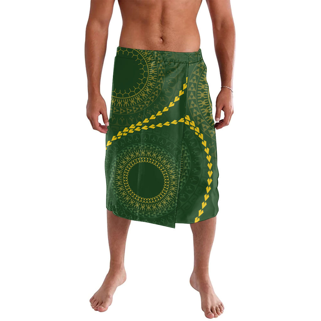 Cook Islands Rugby Lavalava Kuki Tapa Motifs - Medallion Of Stars LT7 Dark Green - Polynesian Pride