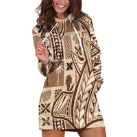 Samoa Tapa Hoodie Dress Siapo Mix Tatau Patterns LT7 Beige - Polynesian Pride