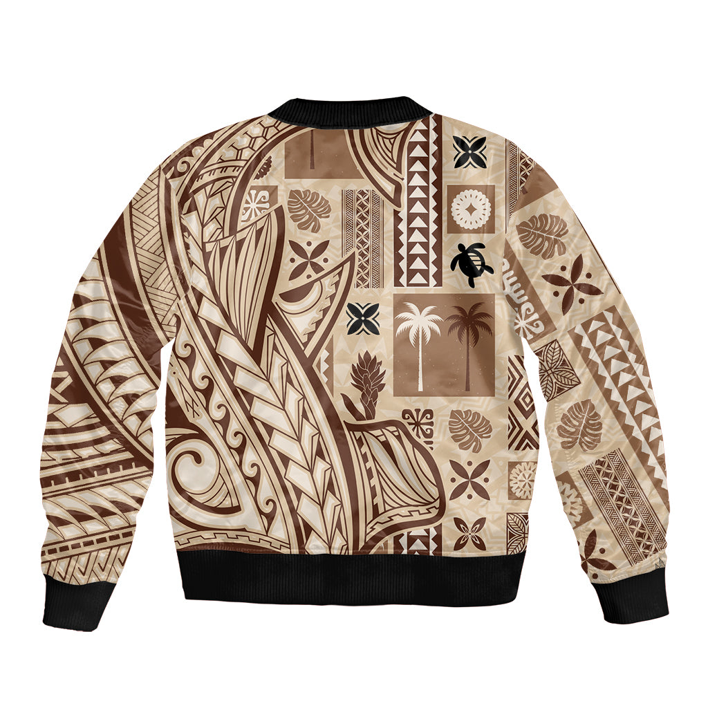 Samoa Tapa Sleeve Zip Bomber Jacket Siapo Mix Tatau Patterns LT7 - Polynesian Pride