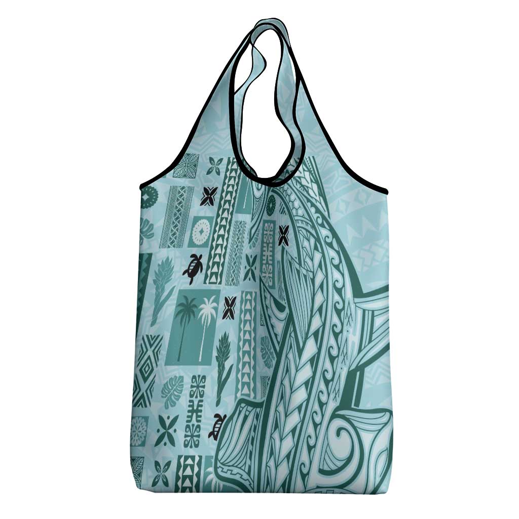 Samoa Tapa Grocery Bag Siapo Mix Tatau Patterns - Teal