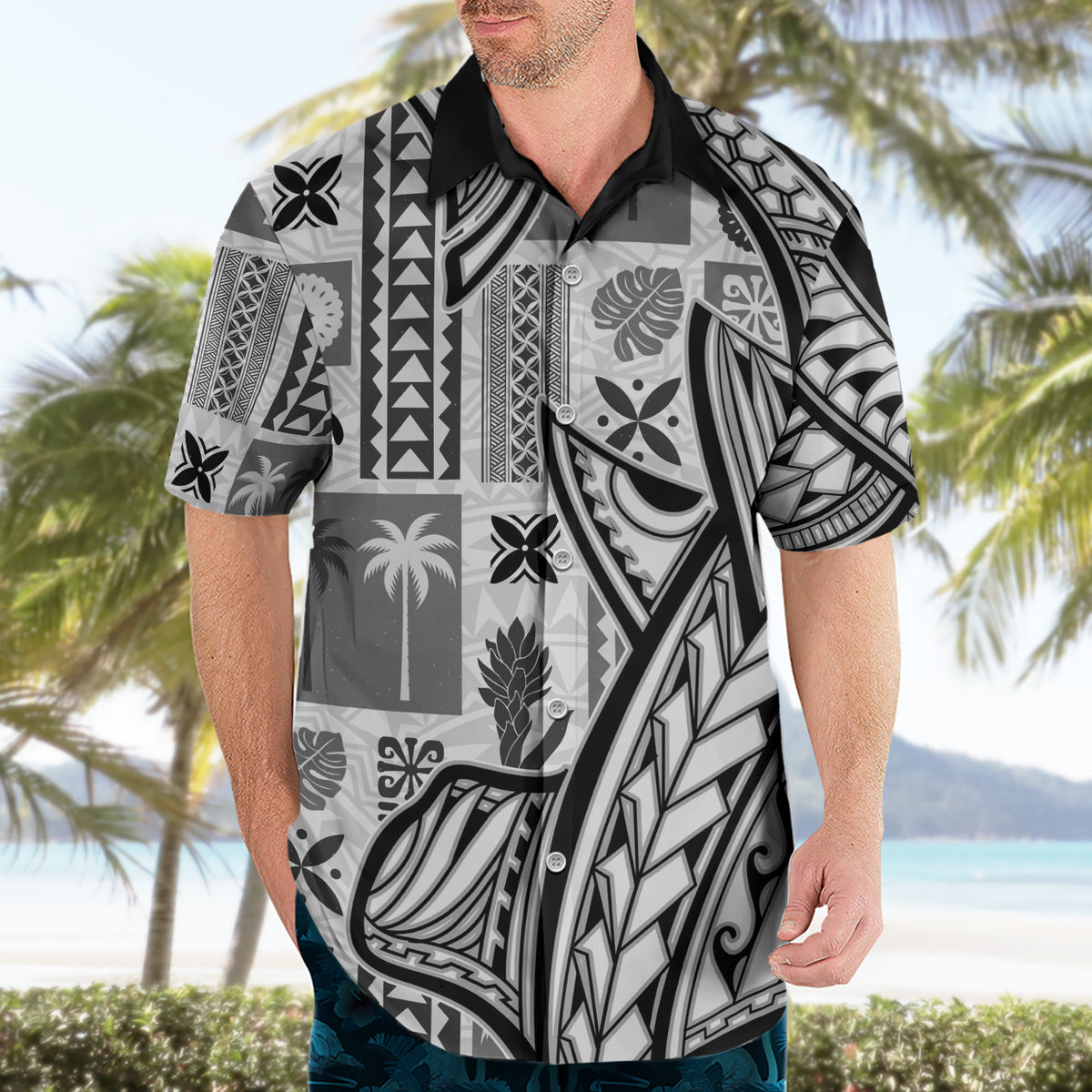 Samoa Tapa Hawaiian Shirt Siapo Mix Tatau Patterns - White LT7 - Polynesian Pride