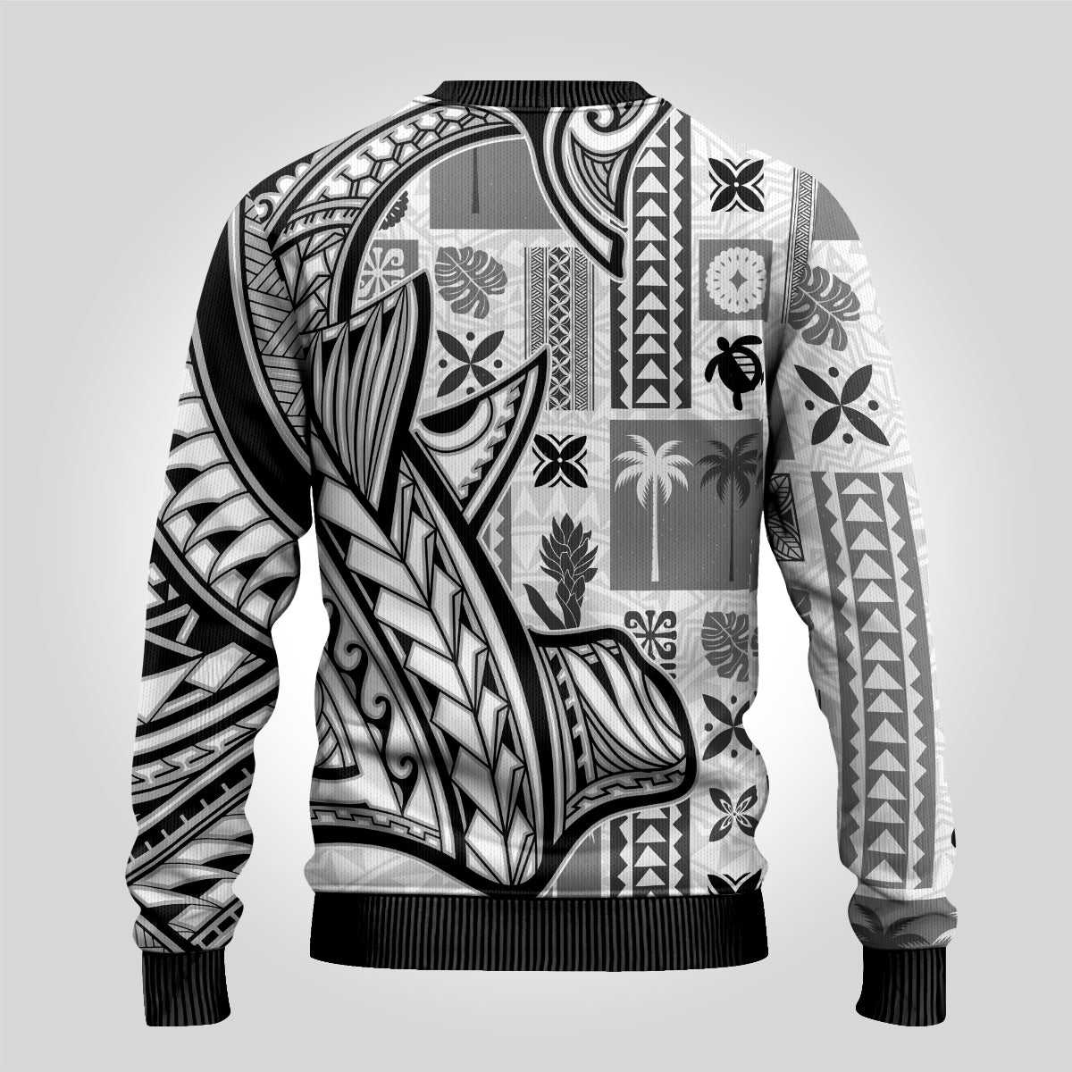 Samoa Tapa Ugly Christmas Sweater Siapo Mix Tatau Patterns - White LT7 - Polynesian Pride