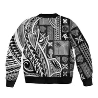 Samoa Tapa Bomber Jacket Siapo Mix Tatau Patterns - Black LT7 - Polynesian Pride