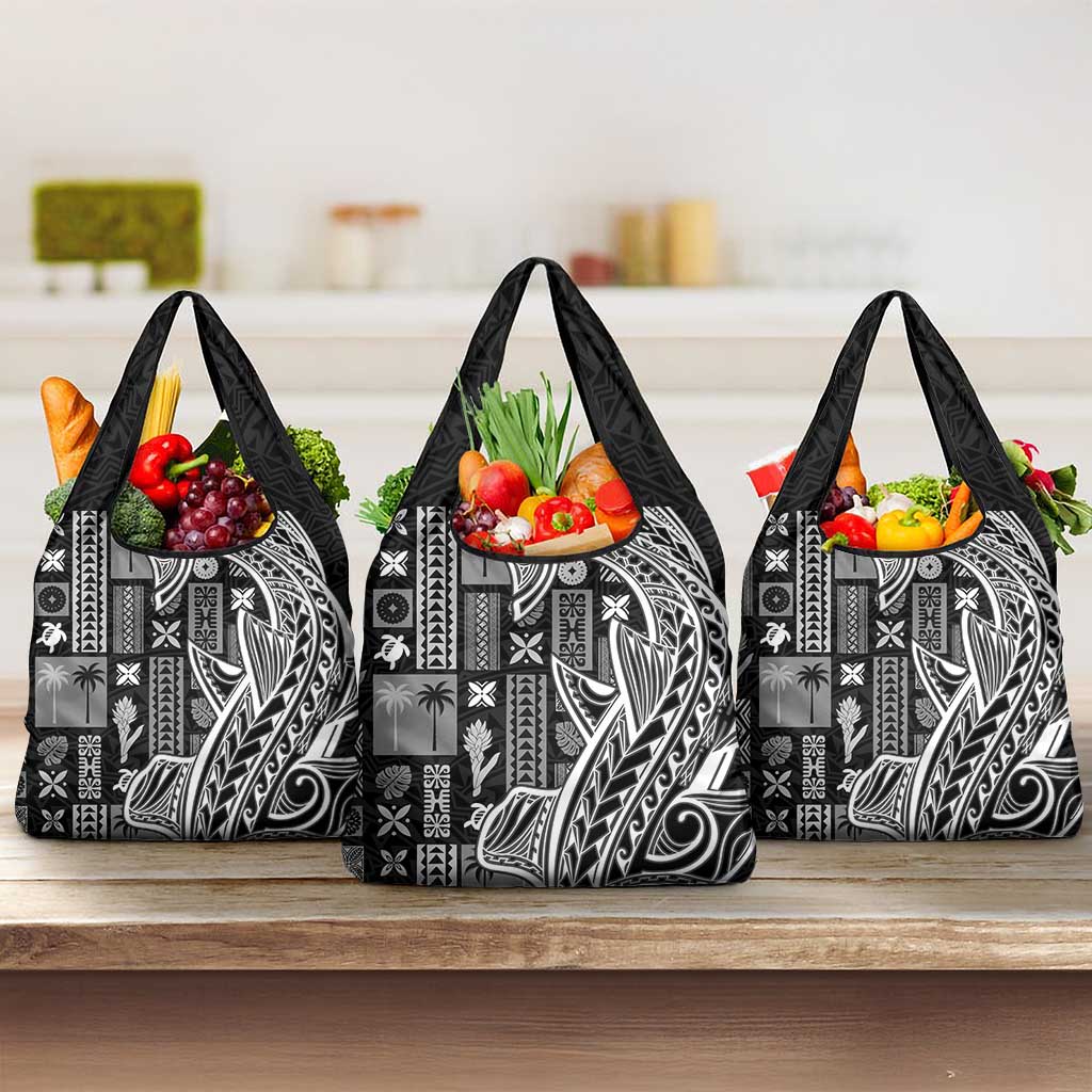 Samoa Tapa Grocery Bag Siapo Mix Tatau Patterns - Black