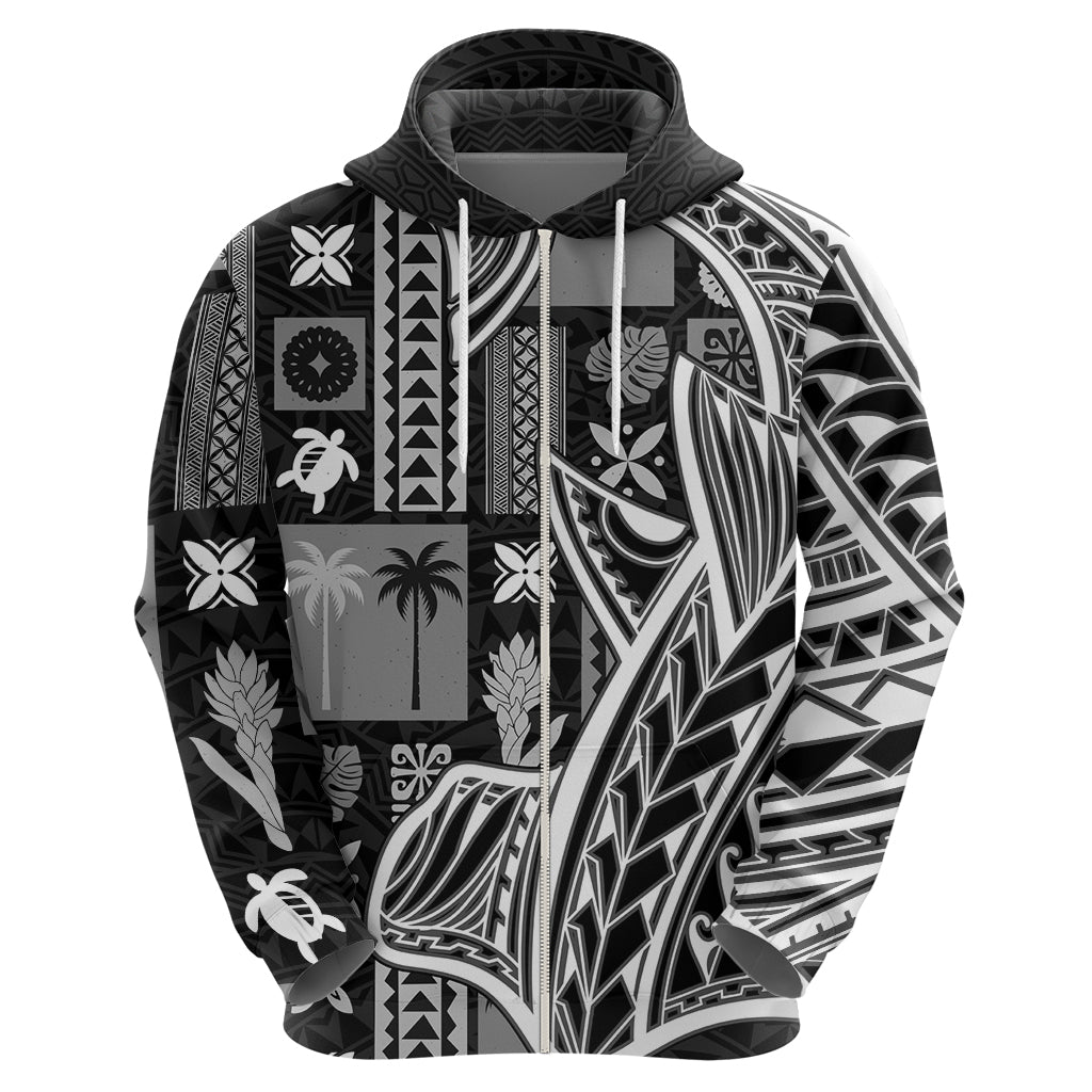 Samoa Tapa Hoodie Siapo Mix Tatau Patterns - Black LT7 - Polynesian Pride