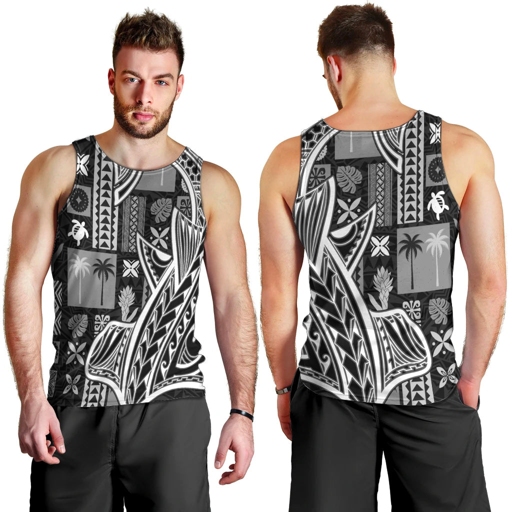 Samoa Tapa Men Tank Top Siapo Mix Tatau Patterns - Black LT7 - Polynesian Pride
