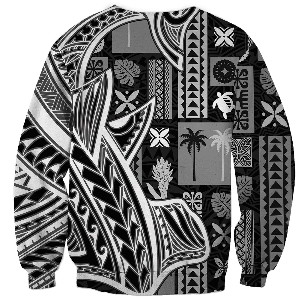 Samoa Tapa Sweatshirt Siapo Mix Tatau Patterns - Black LT7 - Polynesian Pride
