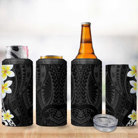 Hawaii Aloha 4 in 1 Can Cooler Tumbler Plumeria Vintage - Black