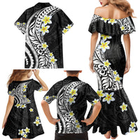 Hawaii Aloha Family Matching Mermaid Dress and Hawaiian Shirt Plumeria Vintage - Black LT7 - Polynesian Pride