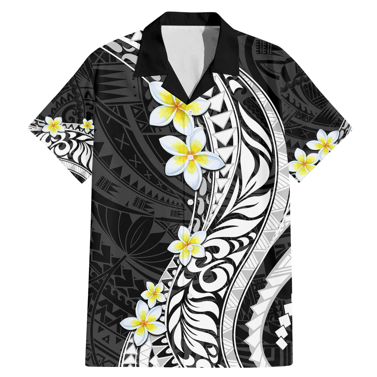 Hawaii Aloha Family Matching Mermaid Dress and Hawaiian Shirt Plumeria Vintage - Black LT7 Dad's Shirt - Short Sleeve Black - Polynesian Pride