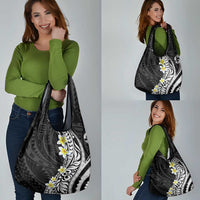 Hawaii Aloha Grocery Bag Plumeria Vintage - Black