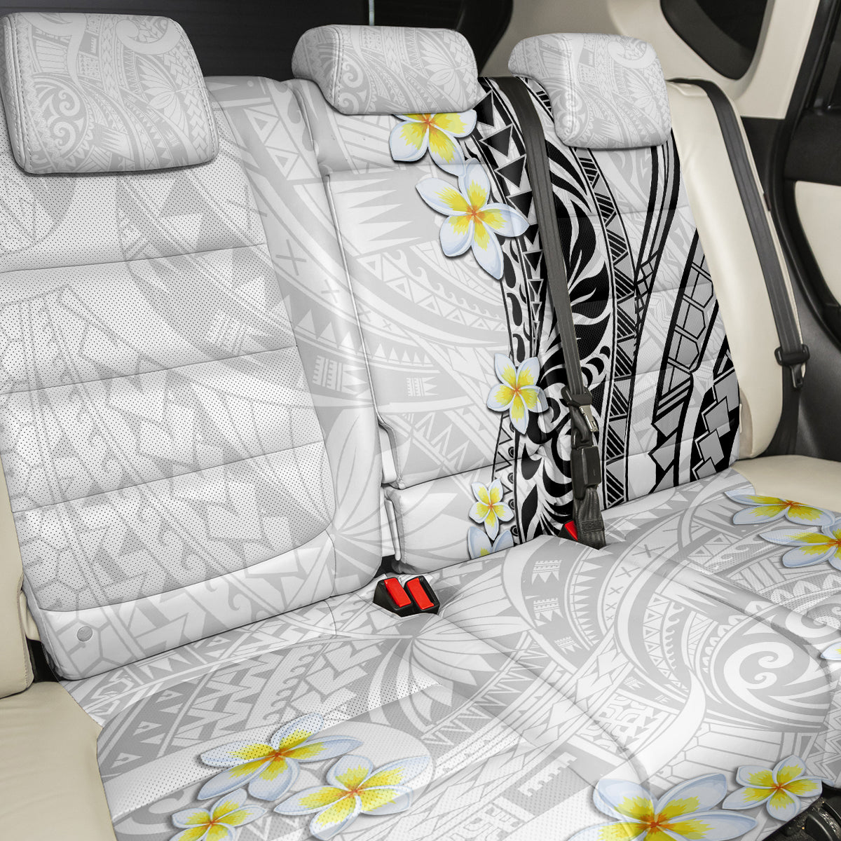 Hawaii Aloha Back Car Seat Cover Plumeria Vintage - White LT7