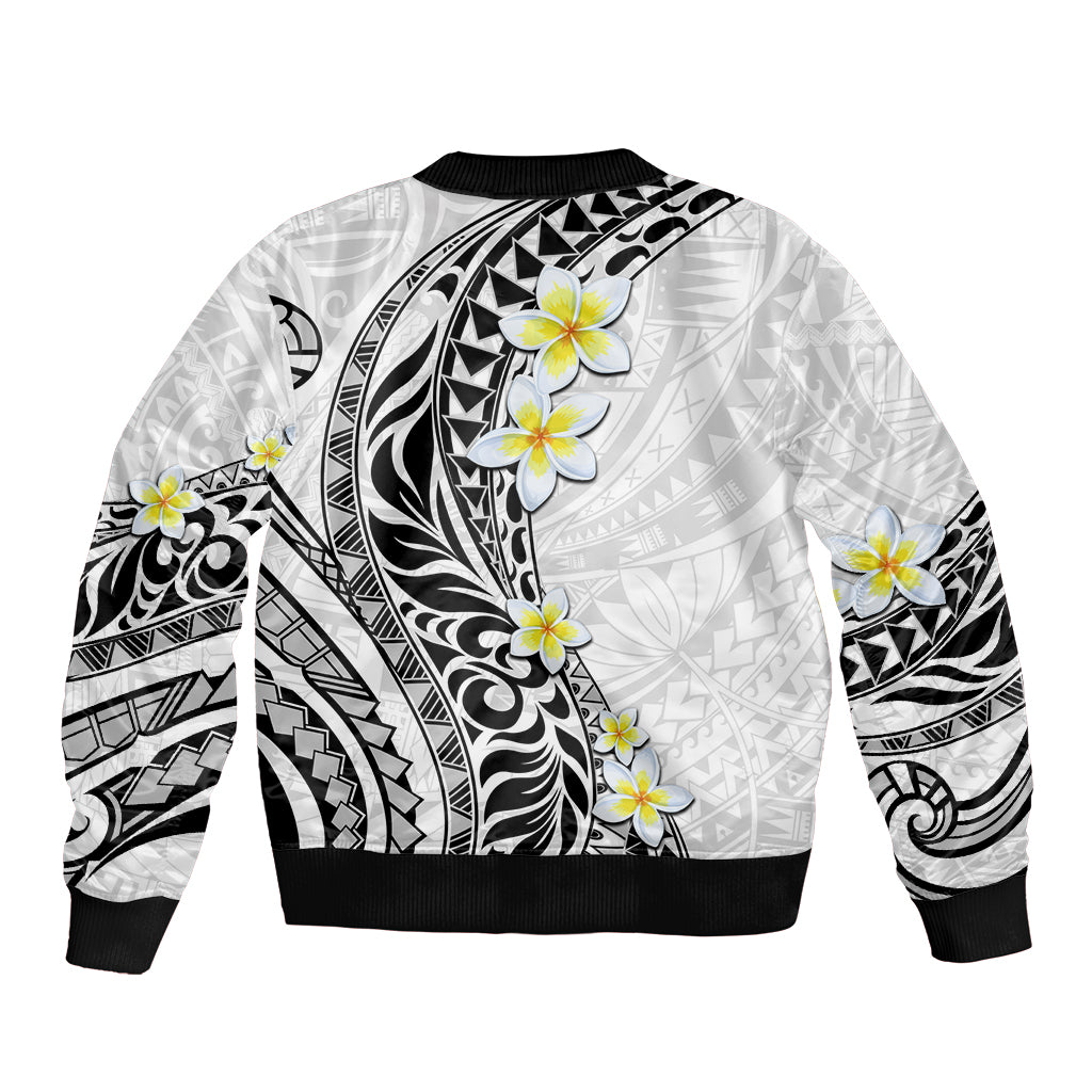 Hawaii Aloha Bomber Jacket Plumeria Vintage - White LT7 - Polynesian Pride