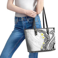 Hawaii Aloha Leather Tote Bag Plumeria Vintage - White LT7 - Polynesian Pride