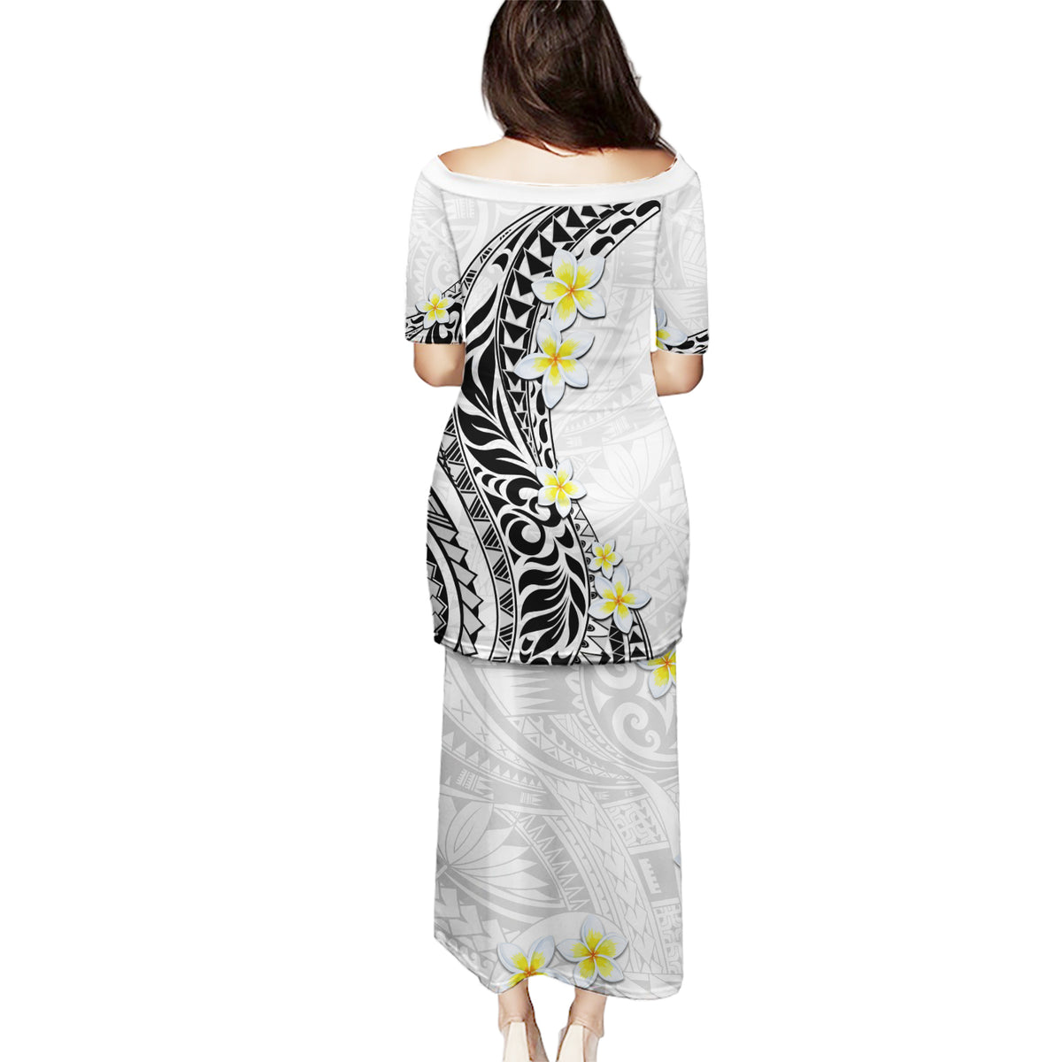 Hawaii Aloha Puletasi Plumeria Vintage - White LT7 - Polynesian Pride