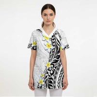 Hawaii Aloha Scrub Top Plumeria Vintage - White - Polynesian Pride