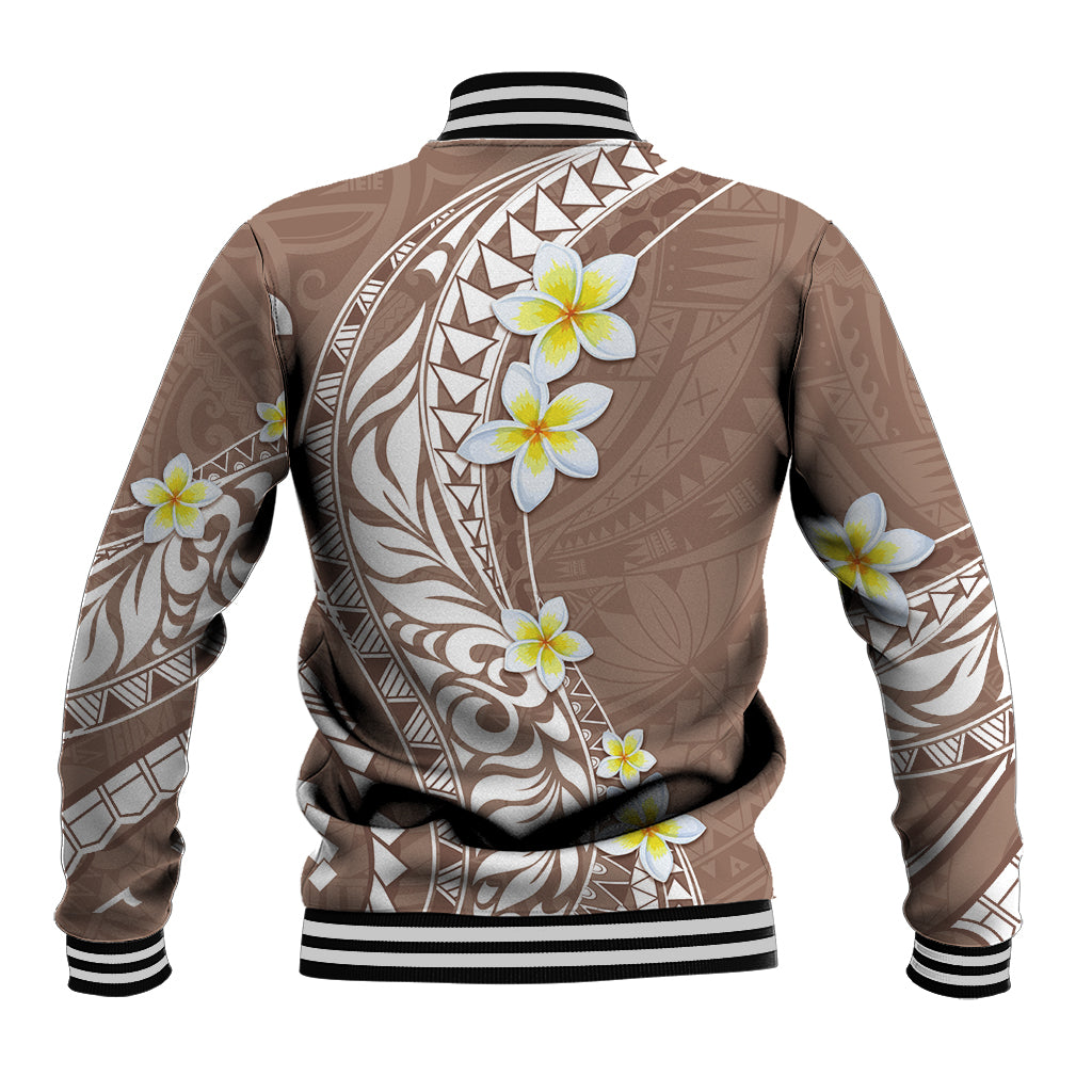 Hawaii Aloha Baseball Jacket Plumeria Vintage - Brown LT7 - Polynesian Pride