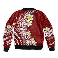 Hawaii Aloha Bomber Jacket Plumeria Vintage - Crimson LT7 - Polynesian Pride