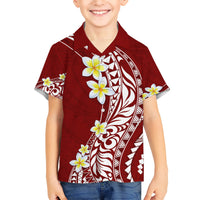 Hawaii Aloha Kid Hawaiian Shirt Plumeria Vintage - Crimson LT7 Kid Crimson - Polynesian Pride