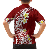 Hawaii Aloha Kid Hawaiian Shirt Plumeria Vintage - Crimson LT7 - Polynesian Pride