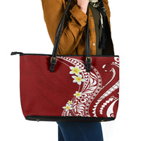 Hawaii Aloha Leather Tote Bag Plumeria Vintage - Crimson LT7 - Polynesian Pride