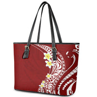 Hawaii Aloha Leather Tote Bag Plumeria Vintage - Crimson LT7 - Polynesian Pride
