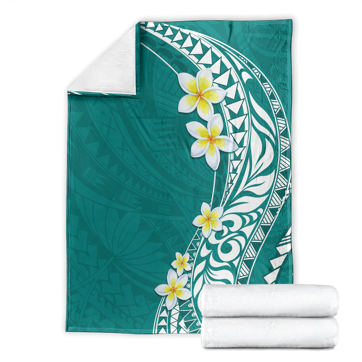 Hawaii Aloha Blanket Plumeria Vintage - Teal LT7 - Polynesian Pride