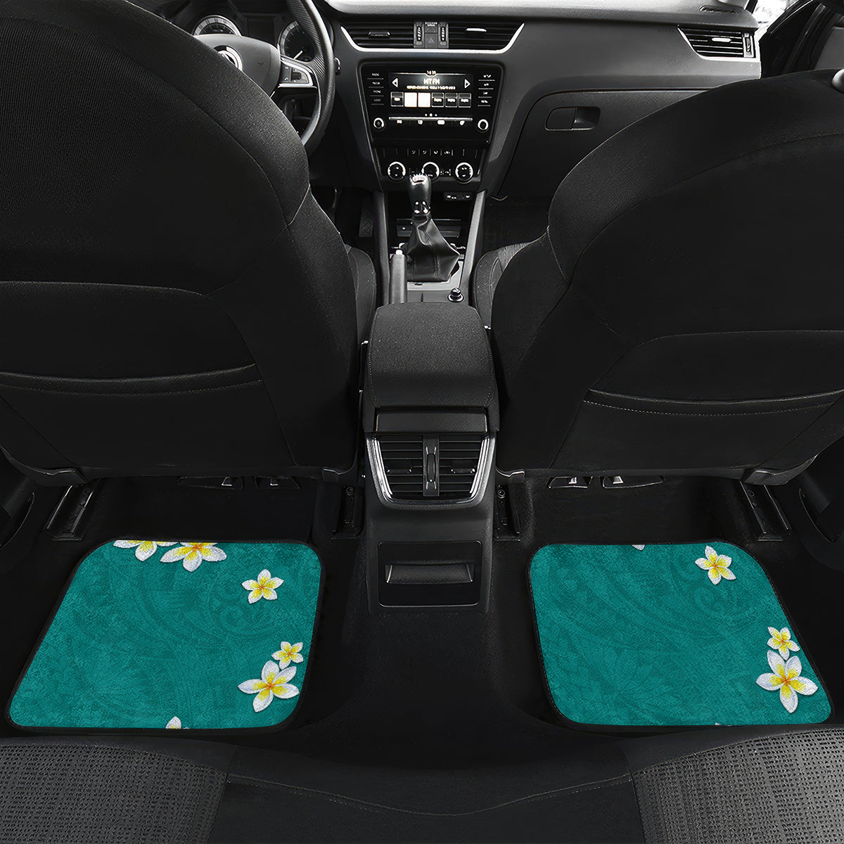 Hawaii Aloha Car Mats Plumeria Vintage - Teal LT7 - Polynesian Pride