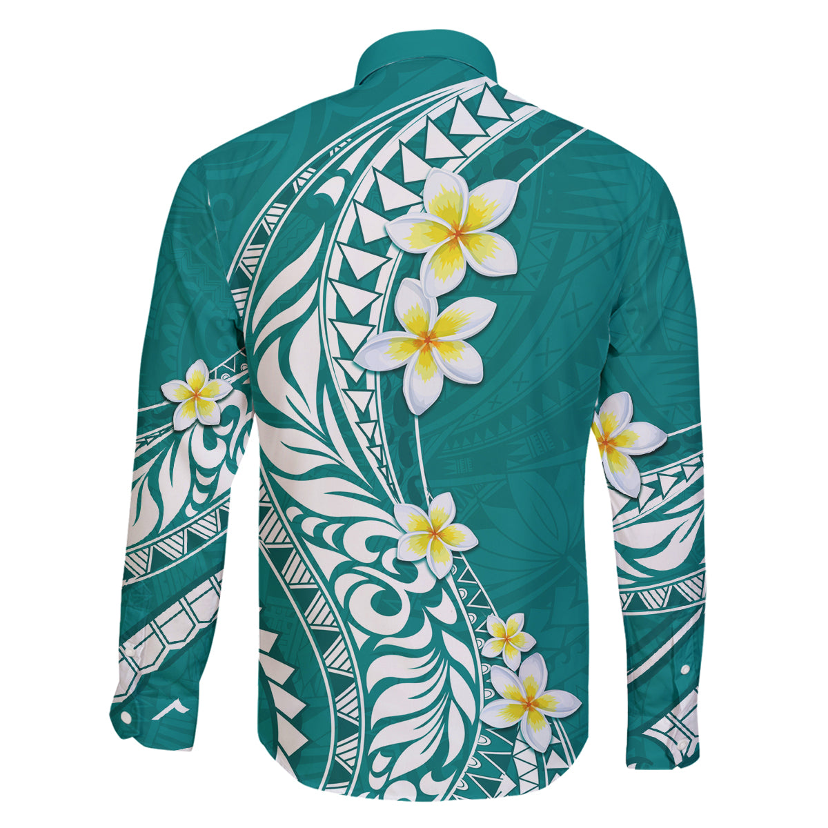 Hawaii Aloha Family Matching Long Sleeve Bodycon Dress and Hawaiian Shirt Plumeria Vintage - Teal LT7 - Polynesian Pride