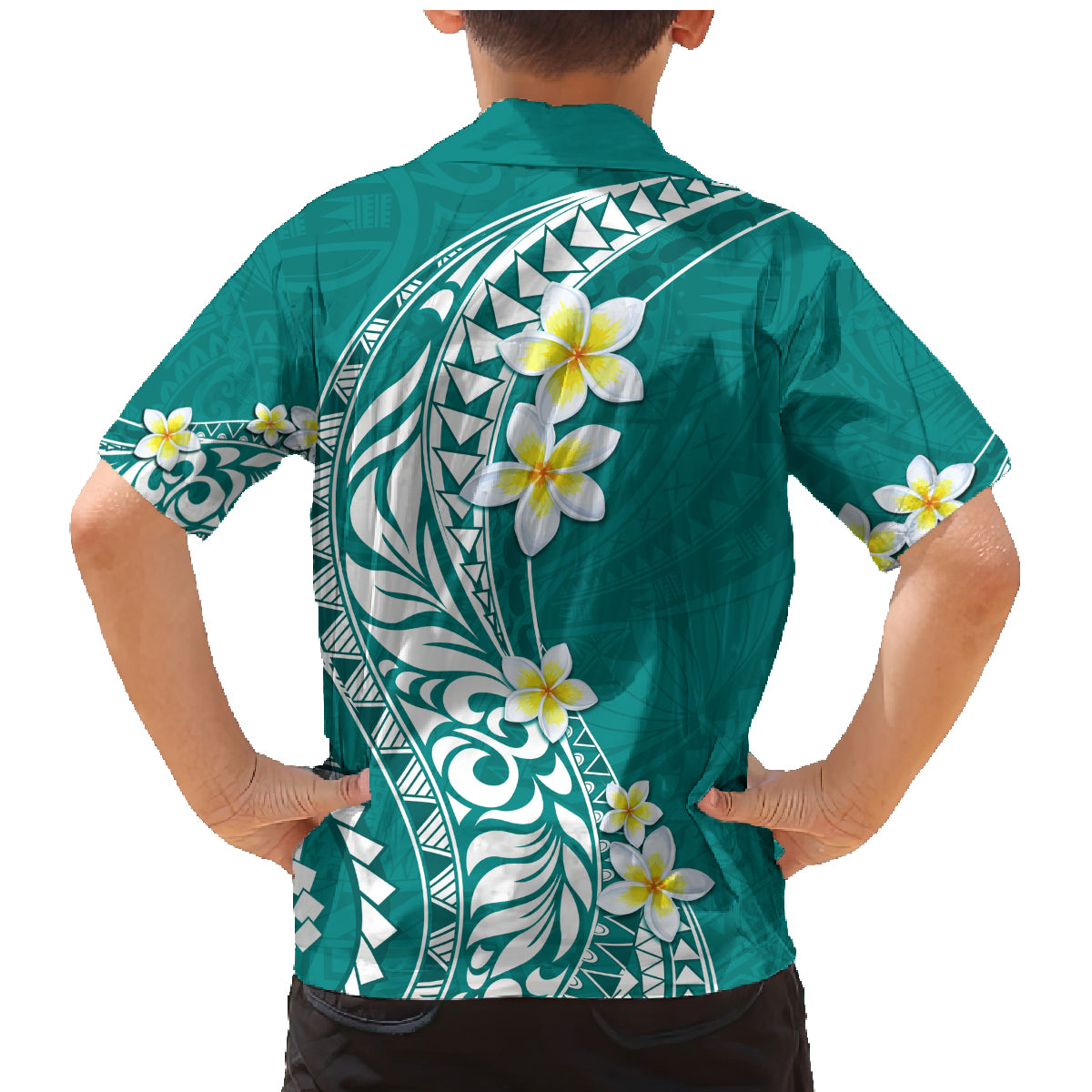 Hawaii Aloha Family Matching Mermaid Dress and Hawaiian Shirt Plumeria Vintage - Teal LT7 - Polynesian Pride