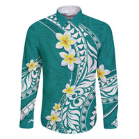 Hawaii Aloha Family Matching Mermaid Dress and Hawaiian Shirt Plumeria Vintage - Teal LT7 Dad's Shirt - Long Sleeve Teal - Polynesian Pride