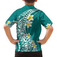 Hawaii Aloha Family Matching Tank Maxi Dress and Hawaiian Shirt Plumeria Vintage - Teal LT7 - Polynesian Pride