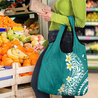 Hawaii Aloha Grocery Bag Plumeria Vintage - Teal