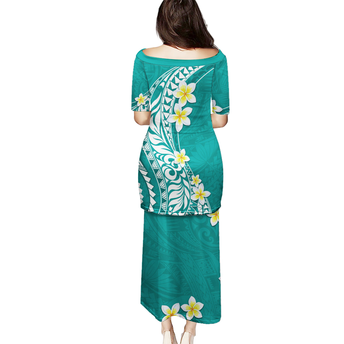 Hawaii Aloha Puletasi Plumeria Vintage - Teal LT7 - Polynesian Pride