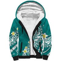 Hawaii Aloha Sherpa Hoodie Plumeria Vintage - Teal LT7 Unisex Teal - Polynesian Pride