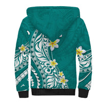 Hawaii Aloha Sherpa Hoodie Plumeria Vintage - Teal LT7 - Polynesian Pride