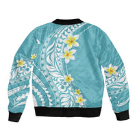 Hawaii Aloha Bomber Jacket Plumeria Vintage - Turquoise LT7 - Polynesian Pride